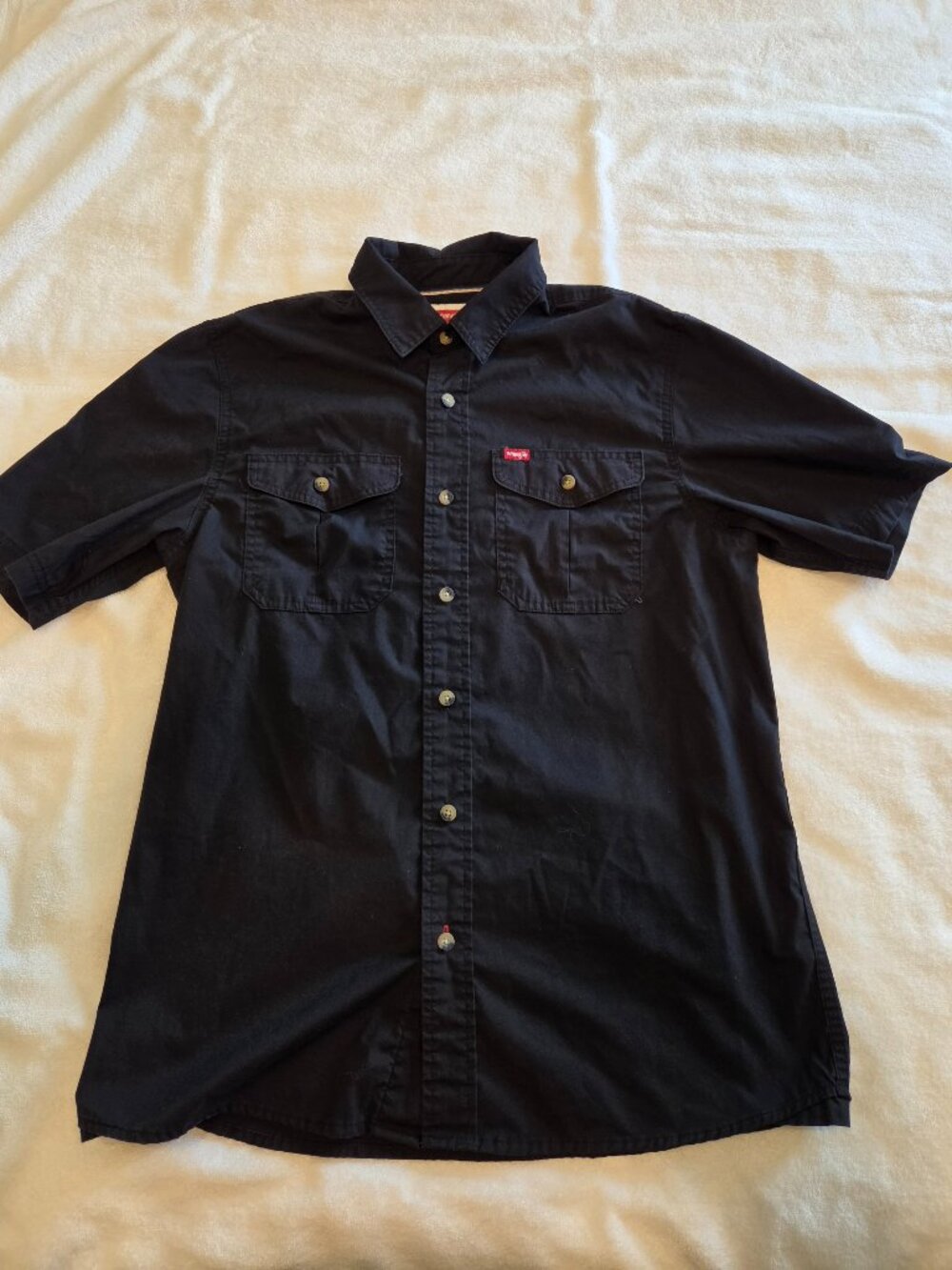 Wrangler Mens Short Sleeve Hero Twill Shirt Black Size M